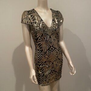 Lulus Gold/Black Sequin Dress
